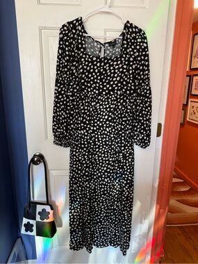 Who What Wear Black and White Polka Dot Maxi Dress
